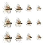Feeder Creek Premium Elk Hair Caddis Flies | 12pc Fly Fishing Flies in 4 Sizes | Fly Fishing Assortment | Caddis Flies | Trout Flies | Dry Flies (Olive)