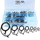 9KM DWLIFE Fishing Rod Tip Guide Repair Kit Pole Replacement Stainless Steel Ceramic Ring Saltwater Freshwater Mixed Size in a Box(Small - 50pcs)