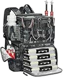 MATEIN Fishing Backpack with 4 Tackle Boxes & Rod Holder, Tackle Backpack with Safety Compass & Insulated Compartment, Water Resistant Fishing Tray Bag Storage Gear and Equipment, Gifts for Fishermen