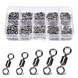 BCTEPTFOTL 260pcs Fishing Swivels Barrel Swivels Stainless Steel Rolling Swivel Black Nickel Fishing Tackles #2#4#6#8#10