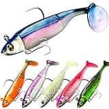 PLUSINNO Fishing Lures, Pre-Rigged Jig Head Bass Lures with Paddle Tail, Fishing Bait for Freshwater Saltwater, Soft Plastic Fishing Lures Baits for Trout Crappie Fishing Gear, Fishing Gifts for Men