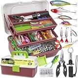 THKFISH 3 Layers Tackle Box with Tackle Included, 413Pcs Fishing lures Accessories and tools Kit Contains Crankbait, Hooks, Weights Sinkers Bass Fishing Pliers Gear Gift for Men