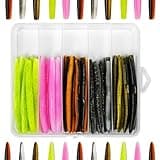 Keencatch Senko Worms for Bass Fishing, 4.1'' Wacky Worms, Reaction Lure, 50PCS Soft Plastic Bait for Ned rig, Fishing Lure Kit for Freshwater Bass