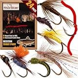 RoxStar Fly Fishing Shop | Proudly Hand Tied in The USA | Western Trout Fly Assortment | Top 24 Producing Trout Flies for The West | Gift Box Included | (24 Pack)