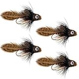 The Fly Fishing Place Big Eye Sculpin Streamer Flies - Set of 4 Bass and Trout Fly Fishing Flies - Hook Size 2