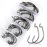 Sougayilang Fishing Hooks High Carbon Steel Worm Soft Bait Jig Fish Hooks with Plastic Box