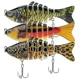 Syosisny 3PCS Premium Segmented Fishing Lures Set, Multi-Jointed Hard Baits with 3D Eyes & Realistic Swimming Action, Sharp Treble Hooks for Bass, Trout, Walleye, Freshwater & Saltwater Swimbait