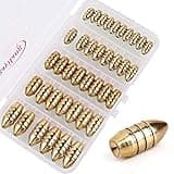 Sougayilang Fishing Sinkers Set with Brass Sinker Weights Jig Hooks Fishing Swivel Ring Connector Plastic Box for Freshwater Saltwater Bass Fishing
