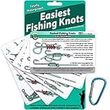 Easiest Fishing Knots - Waterproof Guide to 12 Simple Fishing Knots | How to Tie Practical Fishing Knots & Includes Mini Carabiner | Perfect for Beginners