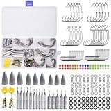 Fishing Drop Shot Weights Kit, 176pcs Bass Fishing Accessories Kit Include Sinkers Beads Hooks Swivels Stoppers Texas Rig Carolina Rig Drop Shot Rig Wacky Rig Weightless Rig Tackle Box