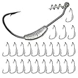 UperUper 25 Pack Weighted Swimbait Hooks, Jig Heads with Twist Lock, Soft Plastic Worm Fishing Hooks 1/0 2/0 3/0 4/0 5/0