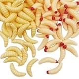 100 Pcs Bass Fake Worms for Fishing, 1Inch, Fishing Lures Rubber Worms, Realistic Fishing Lure, Soft Maggots Baits Bread Worm, Plastic False Wax Worm for Freshwater Ice Lure Fishing, 2 Styles