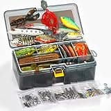 OJYDOIIIY Bass Fishing Lures Kit for Freshwater with Animated Swimbait,Topwater Plopper,Chatterbait,Crankbait,Soft Plastic Baits Set with Tackle Box Included