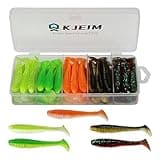 KJEIM Paddle Tail Swimbaits, 50 PCS Ribbed 3 Inchs Soft Plastic Fishing Lures for Bass Trout Crappie Walleye Saltwater/Freshwater Fishing (Multicolor)