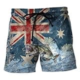Fishing Australia Flag Mens Swim Trunks - Fishing Gear Hawaiian Mens Swim Short Beach Shorts TU27 Size 2XL