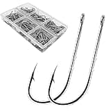 Thekuai fishing hooks 100 Pack Baitholder Walleye Rig Live Bait Hook High Carbon Steel Black Nickel Down-Turned Eye Surf Fishing Bass Crawler Harness