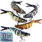 Pristis 5 pcs Multi Jointed Swimbaits, Artificial Fishing Lures for Saltwater Freshwater, Lifelike Slow Sinking Animated Hard Baits Set for Bass Pike Perch Trout Muskie Walleye Snook, Fishing Plugs