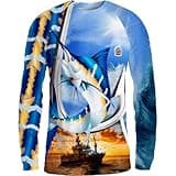 Slick Fish Gear Mens Marlin Style UPF 50+ Long Sleeve Fishing Shirt Multicolor