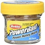 Berkley PowerBait Power Honey Worm Fishing Bait, Natural, 1in | 3cm, Irresistible Scent & Flavor, Realistic Profile, Ideal for Bluegill, Crappie, Perch and More