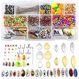 Dr.Fish 1310 Pieces Spinner Making Kit Lure Making Suppies Walleye Rig Spinner Blades Lure Bodies Floats Spinnerbait Shafts Accessories Freshwater Bass Materials