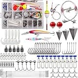 Saltwater Fishing Surf Fishing Rigs Tackle Kit - 138pcs Include Pyramid Sinkers Saltwater Fishing Lures Hooks Leaders Swivels Snaps Beads Floats Beach Fishing Gear