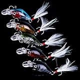 OriGlam 5 Pack Minnow Fishing Lure Crank Bait, Hard Artificial Bait with 3D Eyes for Bass Fishing, Freshwater and Saltwater