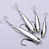 OriGlam 5pcs Sea Fishing Lure Jigging Spoons, Metal Sea Fishing Spinner Lure Fishing Tackle Set, Jigging Lures Metal Jigs Jigs Spoon Jig Lures for Sea Bass Tuna Pike Salmon Trout, Silver