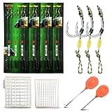 YOTO Carp Fishing Hair Rigs - 24pcs High Carbon Steel Curved Barbed Hooks with Swivels & Boilies, Size #6