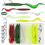 Big Curly Tail Fishing Lures 30pc Soft Plastic Bait Kit with Jig Heads - 5 Colors, Realistic Tail Action for Bass, Crappie in Freshwater & Saltwater | Durable Swimbait Set for Pro Fishing Enthusiasts