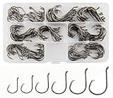150PCS Fishing Hooks Circle Hooks, 2X Strong High Carbon Steel Freshwater Saltwater Octopus Catfish Hooks Offset Bulk Fishing Hooks Set #1 1/0 2/0 3/0 4/0 5/0