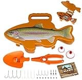 Flambeau Outdoors Wild Bite Fishing Tackle Box Kit | Orange/Trout - Tackle Box for Beginners, 25-Piece Multi-Species Tackle Assortment for Catching Bass/Panfish/Trout, Spade and Plier Multi-Tool