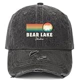 Made in US Bear Lake Idaho Travel Vacation Hats for Men Baseball Cap Vintage Washed Ball Cap Quick Dry