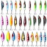 Fishing Spoons Lures Kit 30pcs Hard Metal Colorful Spinner Baits Casting Trolling Trout Spoon Fishing Lures for Bass Salmon Pike Walleye