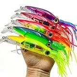 Pfeibk 5pcs Saltwater Fishing Lures Squid Lure, Big Salt Water top Water Lures Squid Skirts Tail Octopus Ocean Jerkbait,Tuna,Salmon Deep Sea Fishing Saltwater (Squid)
