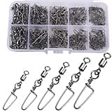 ENERHIKE 150pcs Fishing Snap Swivels Barrel Swivel with Coastlock Snap Stainless Swivel Corrosion Resistant Fishing Tackle Accessories Lure Line Connector for Saltwater Freshwater Fishing