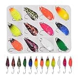 Spoon Fishing Lures for Trout Fishing, 12pcs Single Hook Trout Lures Casting Spinner Bait Hard Metal Bait Trolling Spoon Lure for Bass Crappie Char Walleye Perch