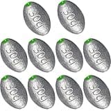 Egg Sinkers Bullet Fishing Weights Oval Shaped with Plastic Core Slip Sinkers for Catfish Fishing Casting Saltwater and Freshwater 1/5oz to 2oz