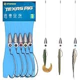 Texas-Rigs-for-Bass-Fishing-Leaders-with-Weights-Hooks-Rigged-Line-Kit (2/0 Hooks-1/4 oz Weight-5pcs)