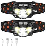 LHKNL Headlamp Flashlight, 1200 Lumen Ultra-Light Bright LED Rechargeable Headlight with White Red Light,2-Pack Waterproof Motion Sensor Head Lamp,8 Modes for Outdoor Camping Running Hiking Fishing