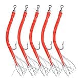 AGOOL Classic Striped Bass Tube Lures Cod Rig Tube Teaser with Stainless Steel J Hook for Offshore Trolling Striper Bass Cod Big Game Fishing Green/Red
