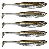 QualyQualy Soft Plastic Swimbait Paddle Tail Soft Lures 3" Shad Lure Shad Bait Bass Bait Shad Minnow Soft Swim Bait for Bass Trout Walleye Crappie Pike (5#, 3.14in - 6Pcs)