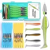 Texas Rig Kit 10 PCs 1/4oz with Paddle Tail Swimbaits and Reusable Bait Rig Keeper Case, Quick-Fishing Bass Fishing Lures Kit