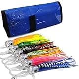 Kmucutie Set of 6 pcs 6.5 inch trolling Lure Marlin Tuna Dolphin Shark Big Game deep sea Fishing Lures Included Mesh Bag (6.5 INCH A)