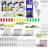 Saltwater Fishing Gear and Equipment Surf Fishing Tackle Kit Fishing Bait Rigs Saltwater Fishing Lures Fishing Hooks Pyramid Sinker Leaders Swivel Various Fishing Accessories (150pcs)