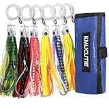 Kmucutie Set of 6 pcs 6.5 inch trolling Lure Marlin Tuna Dolphin Shark Big Game deep sea Fishing Lures Included Mesh Bag (6.5 INCH A)