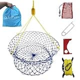Crab Ring Trap – Collapsible Crab Net with 100ft Rope, Bait Bag, Clip & Ruler – 6 Pieces Portable Crab Trap for Easy Storage – Durable Grid Design for Dock & Pier Crabbing