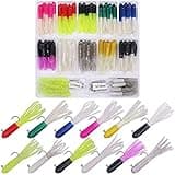 Crappie Jigs Kit with Tube Baits, 120pcs Soft Plastic Crappie Lures (12 Colors) & 10 Jig Heads for Panfish & Trout Fishing