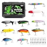 FONMANG Fishing Lures- 10- pcs Hard Bait Fishing kit Mixed with Minnow Popper Crank Bait top Water Lures for bass Walleye Trout for Saltwater and Freshwater