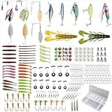 221pcs Bass Fishing Bait Lures, Tackle Box With Tackle Included, Bigmouth&Smallmouth Bass Fishing Lure Kit, Freshwater&Saltwater Bass Fishing, Bass Lures Gift For Men Fishing Lovers