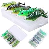 Lumista Frog Lures for Bass Fishing,Topwater Fishing Lures,TopWater Frog Lure Soft Swimbaits with Weedless Fishing Lures for Bass Trout Pike Snakehead,5pcs with Box